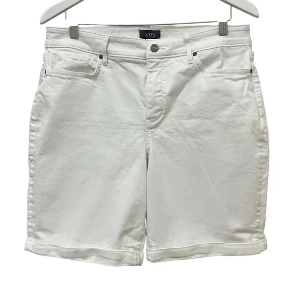 NYDJ white denim stretch Bermuda shorts size 14 - Picture 3 of 10
